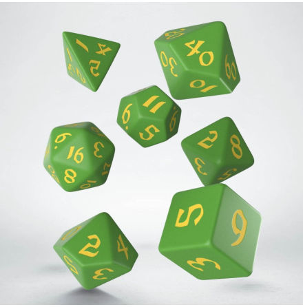 Classic Runic Green & Yellow Dice Set (7)