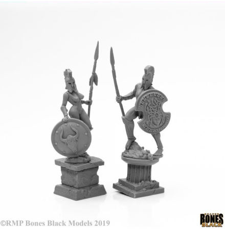 AMAZON AND SPARTAN LIVING STATUES (BRONZE)