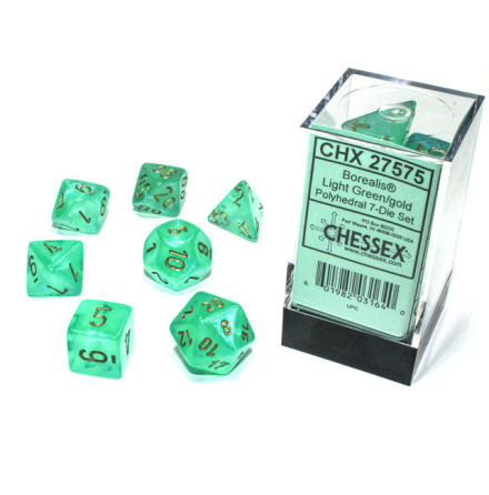 Borealis® Polyhedral Light Green/gold Luminary 7-Die Set