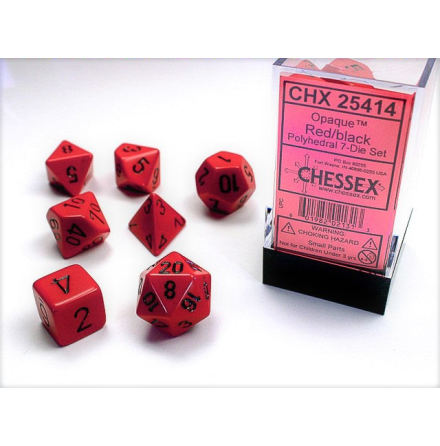 Opaque Polyhedral Red/black 7-Die Set