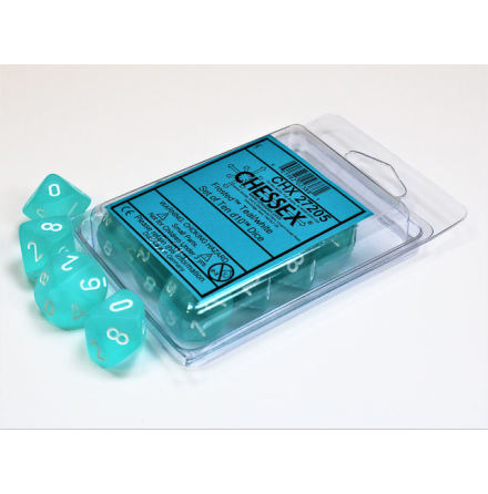Frosted teal/white Set of Ten d10s