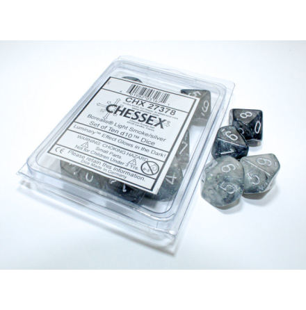 Borealis Light Smoke/silver Luminary Set of Ten d10s