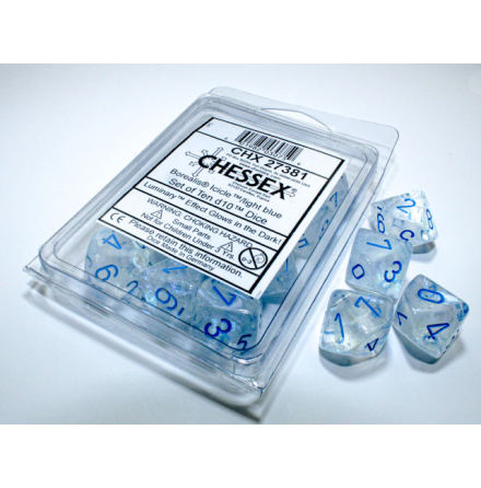 Borealis IcicleTM/light blue Luminary Set of Ten d10s