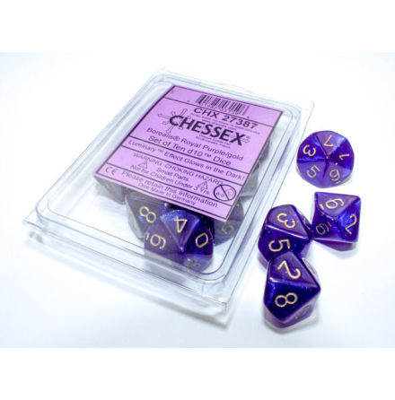 Borealis Royal Purple/gold Luminary Set of Ten d10s