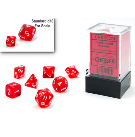 Translucent Mini-Polyhedral Red/white 7-Die Set