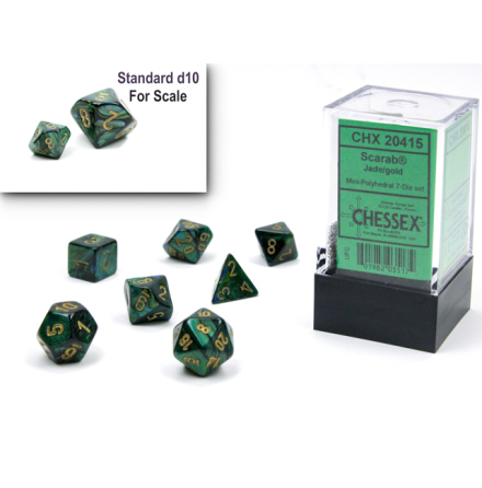 Scarab Mini-Polyhedral Jade/gold 7-Die Set