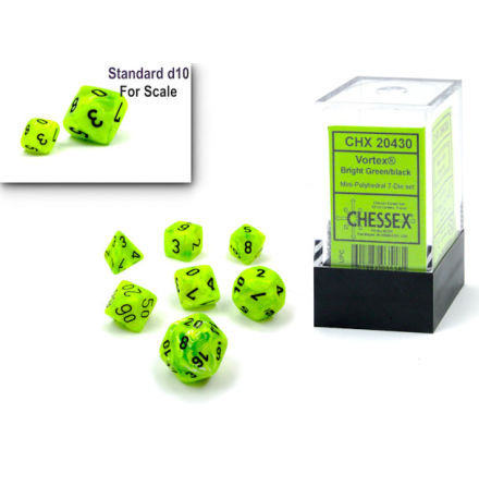 Vortex Mini-Polyhedral Bright Green/black 7-Die Set