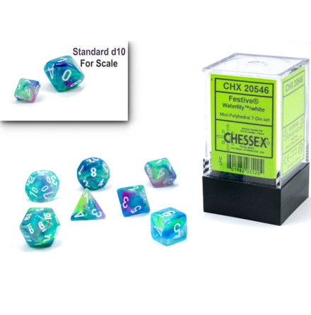 Festive Mini-Polyhedral Waterlily/white 7-Die set