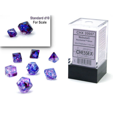 Nebula Mini-Polyhedral Nocturnal/blue Luminary 7-Die Set