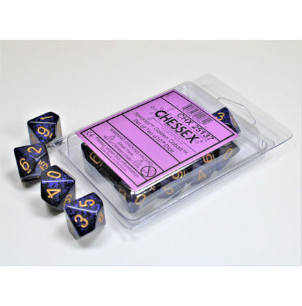 Golden Cobalt Speckled Polyhedral Ten d10 Set