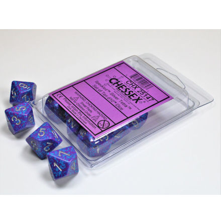 Silver Tetra Speckled Polyhedral Ten d10 Set