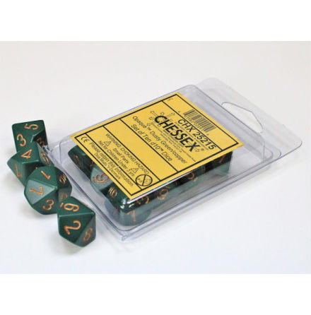 Opaque Polyhedral Ten d10 Set Dusty Green/gold