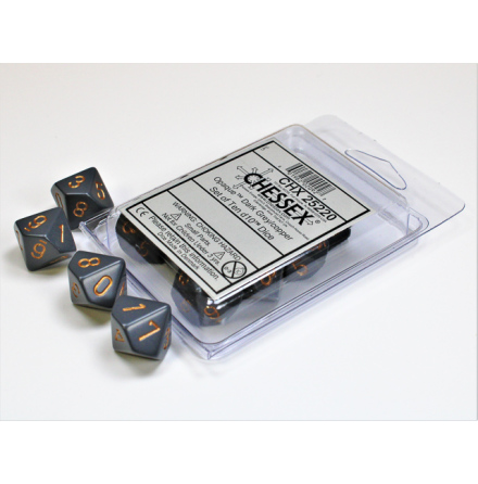 Opaque Polyhedral Ten d10 Set Dark Grey/copper