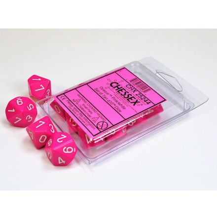 Opaque Polyhedral Ten d10 Set Pink/white