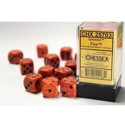 Speckled 16mm d6 with pips Fire Dice Block (12 dice)
