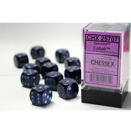 Speckled 16mm d6 with pips Cobalt Dice Block (12 dice)