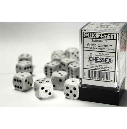 Speckled 16mm d6 with pips Arctic Camo Dice Block (12 dice)