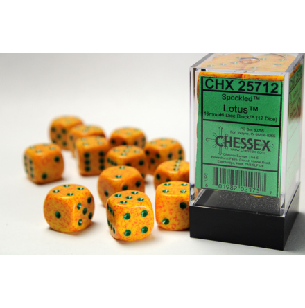 Speckled 16mm d6 with pips Lotus Dice Block (12 dice)