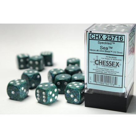 Speckled 16mm d6 with pips Sea Dice Block (12 dice)