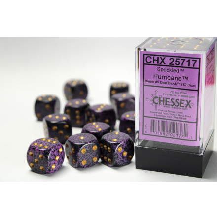 Speckled 16mm d6 with pips Hurricane Dice Block (12 dice)