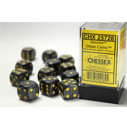 Speckled 16mm d6 with pips Urban Camo Dice Block (12 dice)
