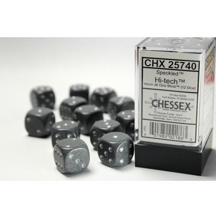 Speckled 16mm d6 with pips Hi-Tech Dice Block (12 dice)