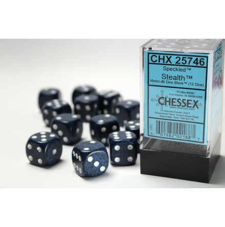 Speckled 16mm d6 with pips Stealth Dice Block (12 dice)