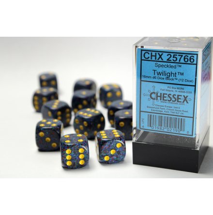 Speckled 16mm d6 with pips Twilight Dice Block (12 dice)
