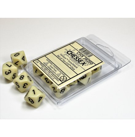 Opaque Polyhedral Ten d10 Set Ivory/black