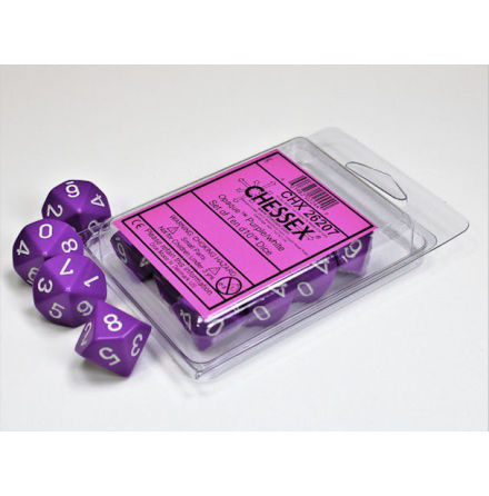 Opaque Polyhedral Ten d10 Set Purple/white