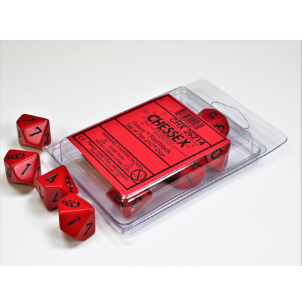 Opaque Polyhedral Ten d10 Set Red/black