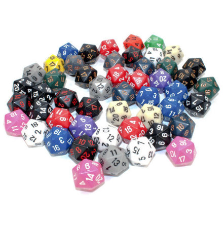 Opaque Bag of 50 Assorted Polyhedral d20 Dice