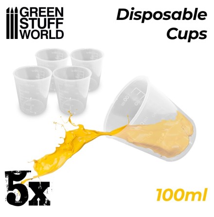 5x Disposable Measuring Cups 100ml