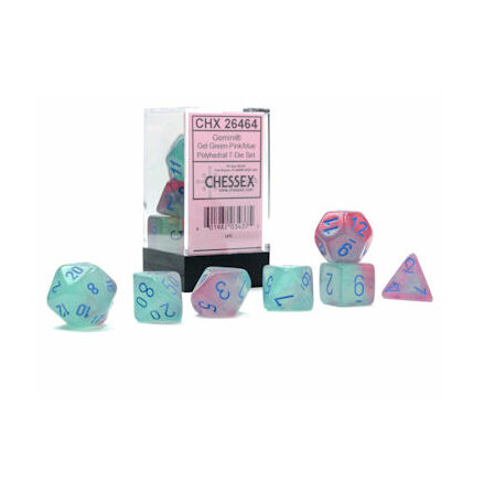 Gemini Polyhedral Gel Green-Pink/blue Luminary 7-Die Set