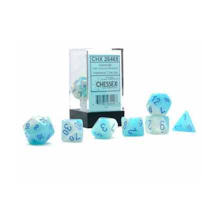 Gemini Blue & Steel with White 16mm Six Sided Die 12 Chessex Dice 