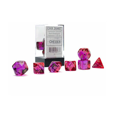 Gemini Polyhedral Translucent Red-Violet/gold 7-Die Set