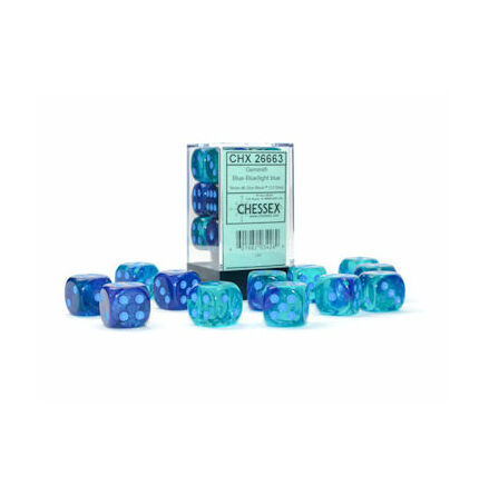 Gemini 16mm d6 Blue-Blue/light blue Luminary Dice Block (12 dice)