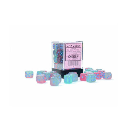 Gemini 12mm d6 Gel Green-Pink/blue Luminary Dice Block (36 dice)