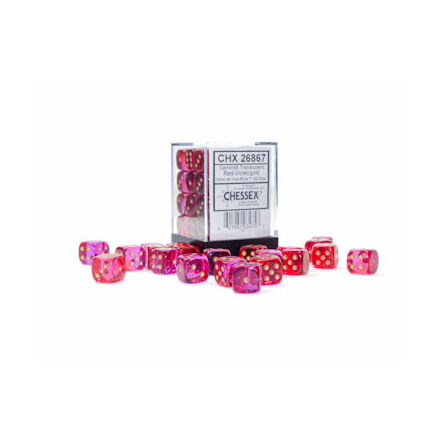 Gemini® 12mm d6 Translucent Red-Violet/gold Dice Block (36 dice)