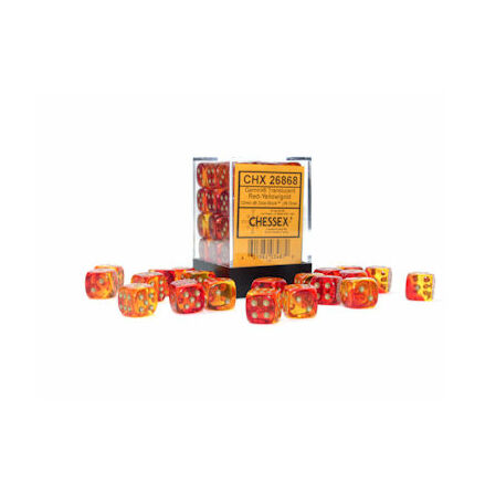 Gemini® 12mm d6 Translucent Red-Yellow/gold Dice Block (36 dice)