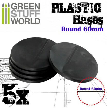 Plastic Bases - Round 60 mm BLACK (with slots for magnets)