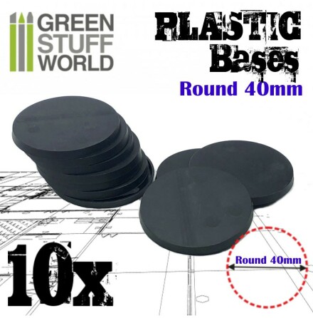 Plastic Bases - Round 40 mm BLACK (with slots for magnets)