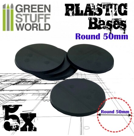 Plastic Bases - Round 50 mm BLACK (with slots for magnets)