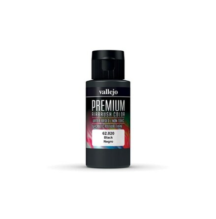 Vallejo Premium Airbrush Color: Black (60 ml)