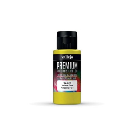 Vallejo Premium Airbrush Color: Yellow Fluo (60 ml)