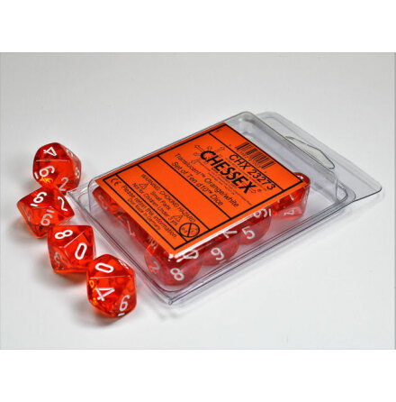 Translucent Orange/white Set of Ten d10