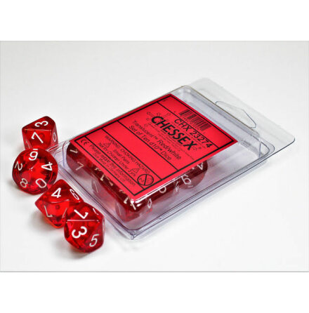 Translucent Red/white Set of Ten d10