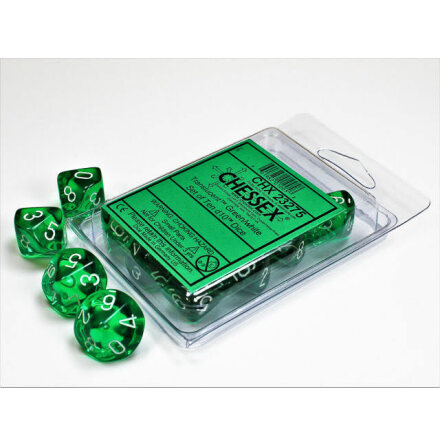 Translucent Green/white Set of Ten d10