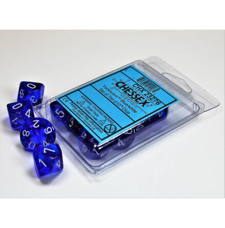 Translucent Blue/white Set of Ten d10