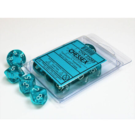 Translucent Teal/white Set of Ten d10